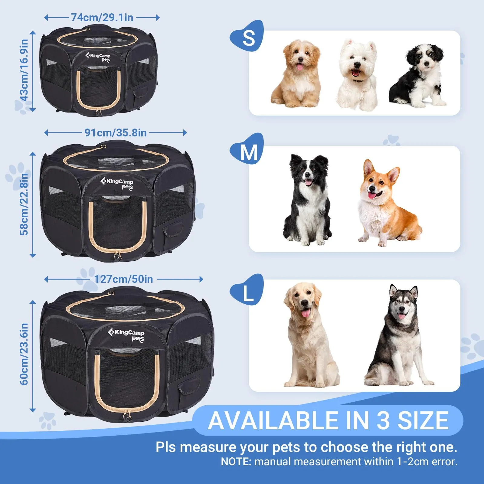 KingCamp Recinto per Cuccioli Pieghevole 91 cm, Box per Cani di Media,M - immagine 5