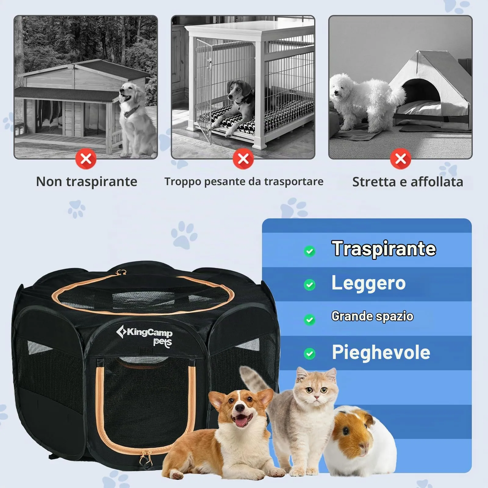 KingCamp Recinto per Cuccioli Pieghevole 74cm,Box per Cani di Piccola,S - immagine 4