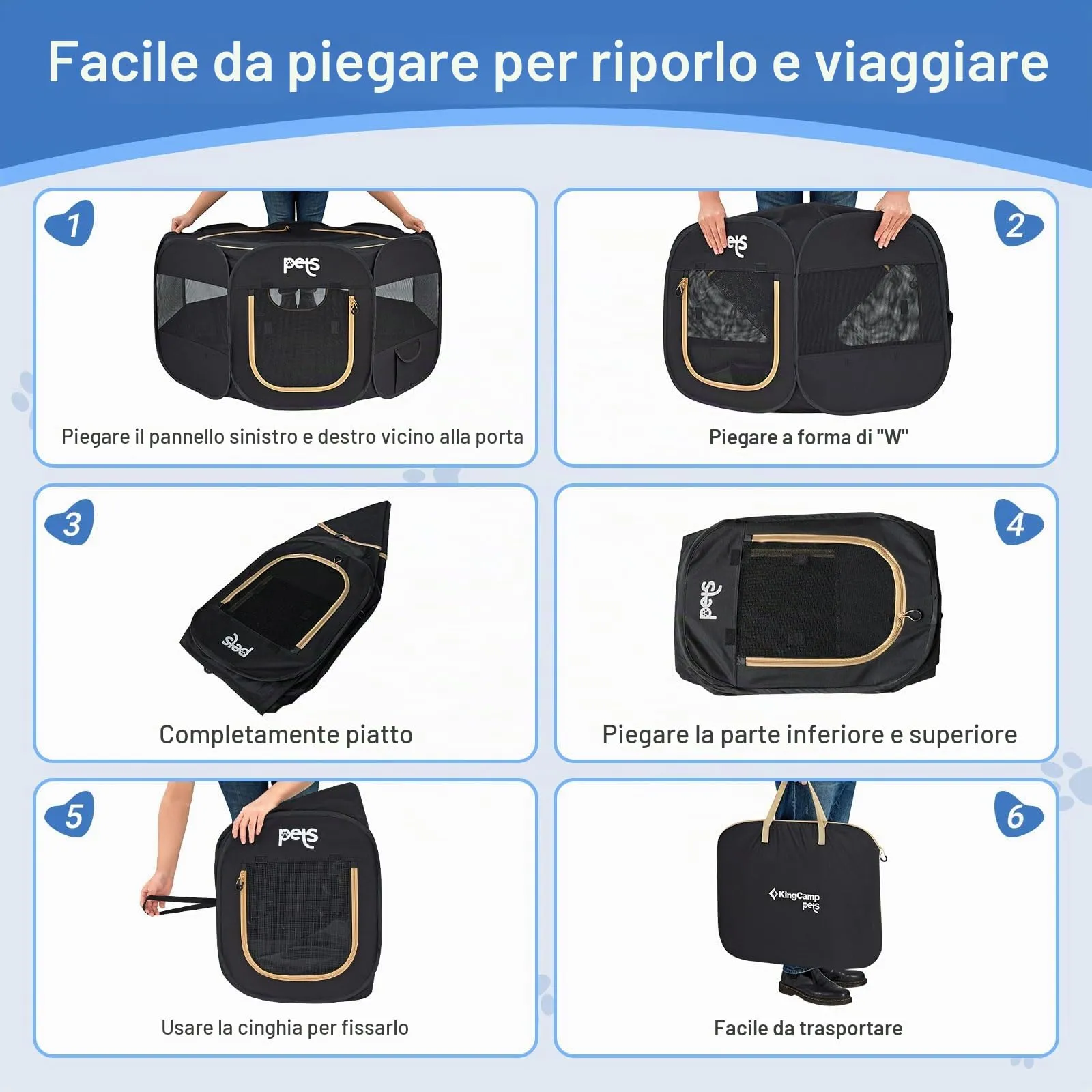 KingCamp Recinto per Cuccioli Pieghevole 74cm,Box per Cani di Piccola,S - immagine 6