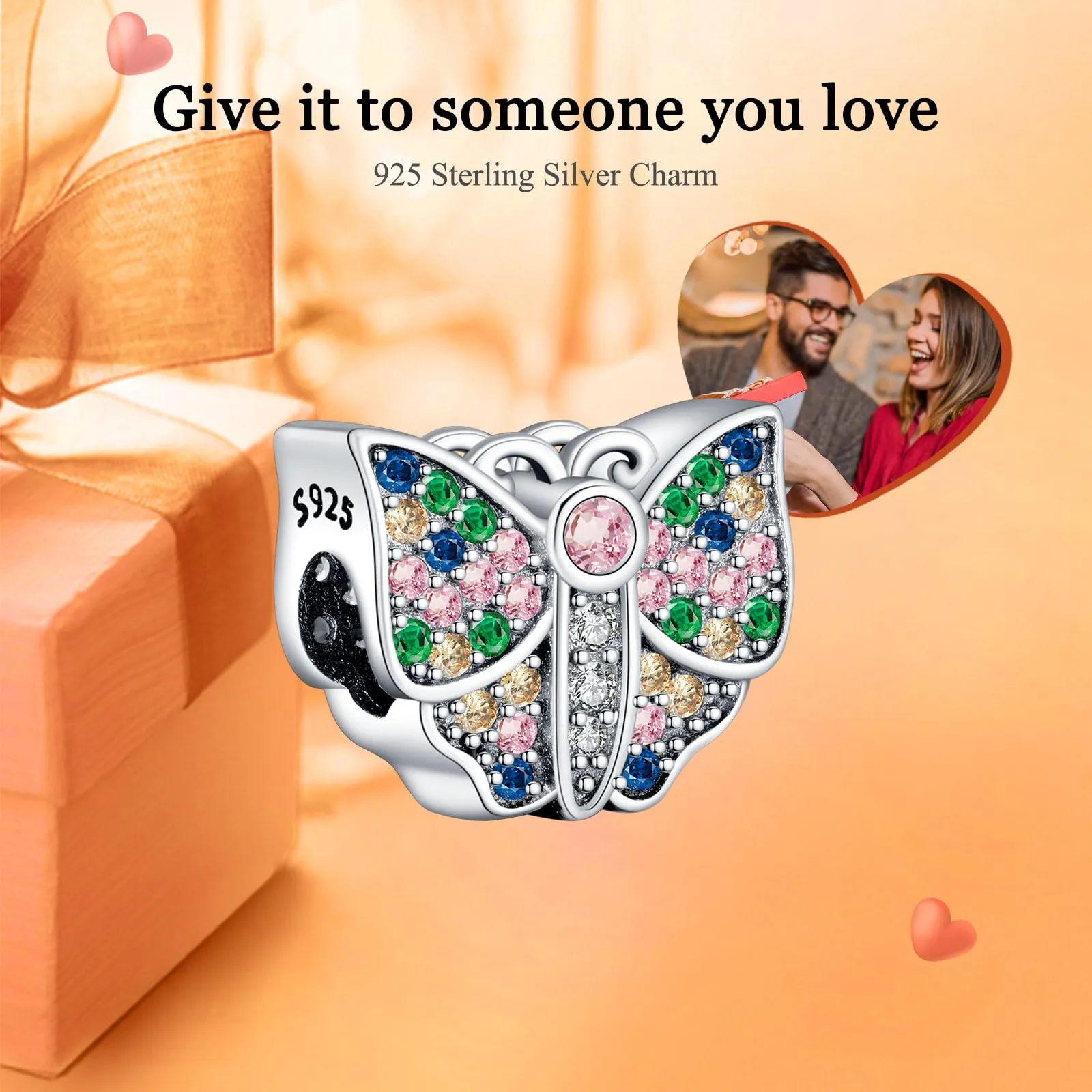 Rimgoris 925 Charm in argento sterling per bracciali da donna collana CZ Paved Butterfly Bead Charms Donne Ragazza Bracciale Charm Regalo - immagine 2