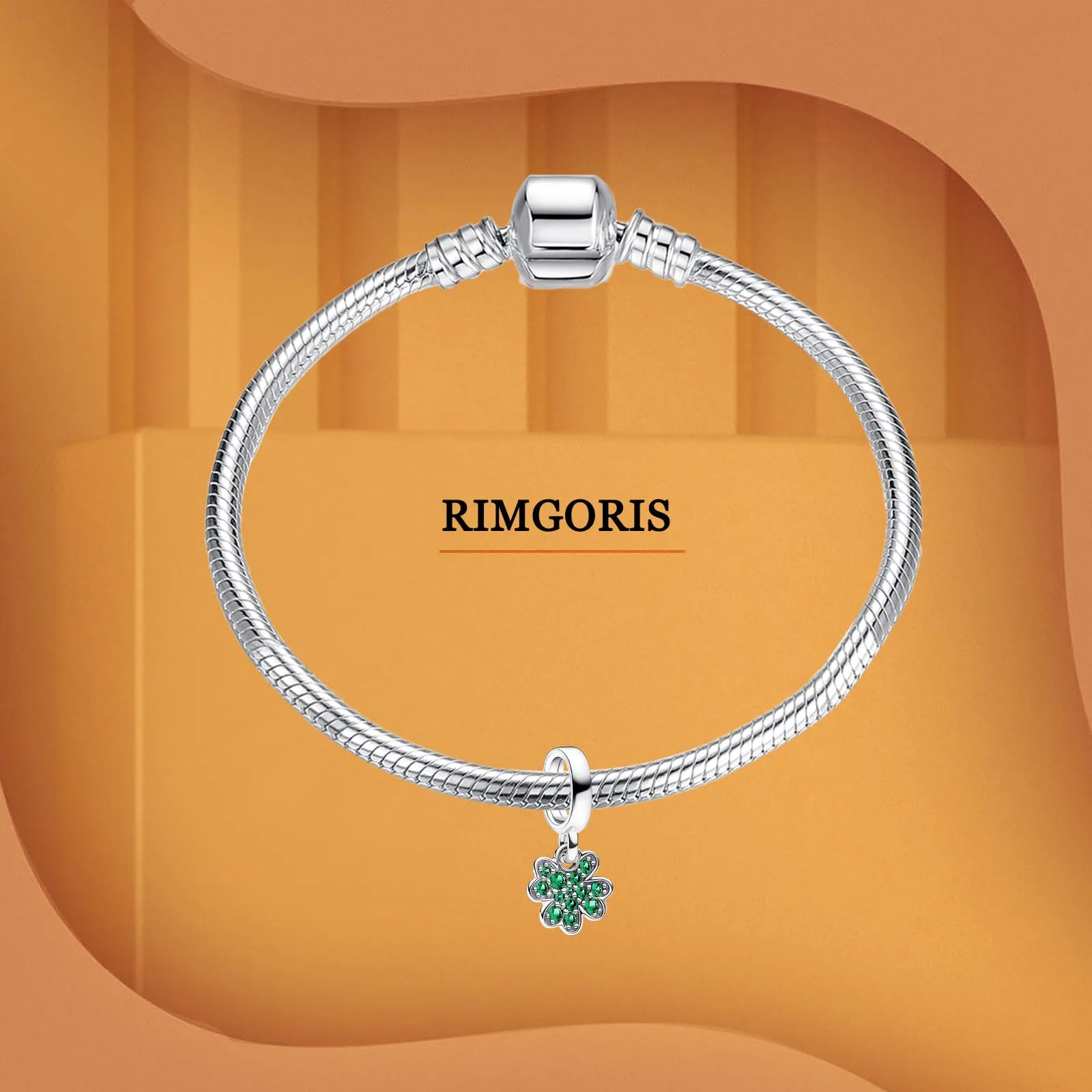 Rimgoris Argento 925 Charm per donna Bracciali Collana Four Leaf Clover Friendship Dangle Charm Gift - immagine 3
