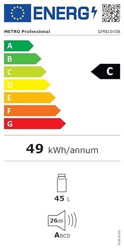 METRO Professional Frigo-Minibar GMB1045B, 45 L, 2 Ripiani Regolabili, Illuminazione Interna a LED, Silenzioso, Nero - immagine 11