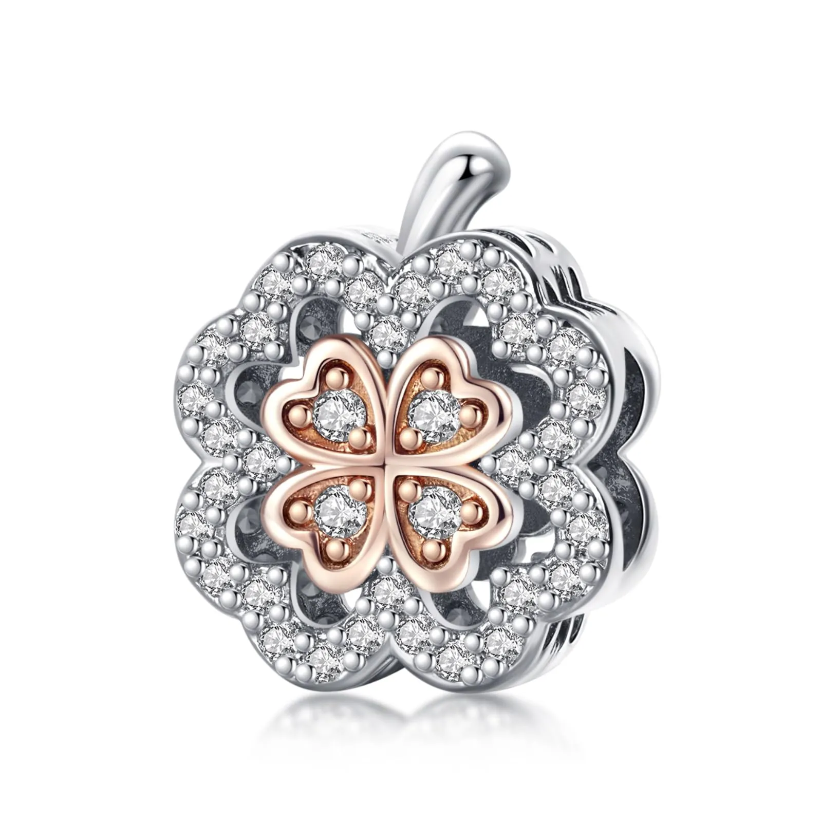 Rimgoris 925 Charm in argento sterling per donne Bracciali Collana San Patrizio Oro Rosa Quadrifoglio Portafortuna Dangle Charms Regali - immagine 1