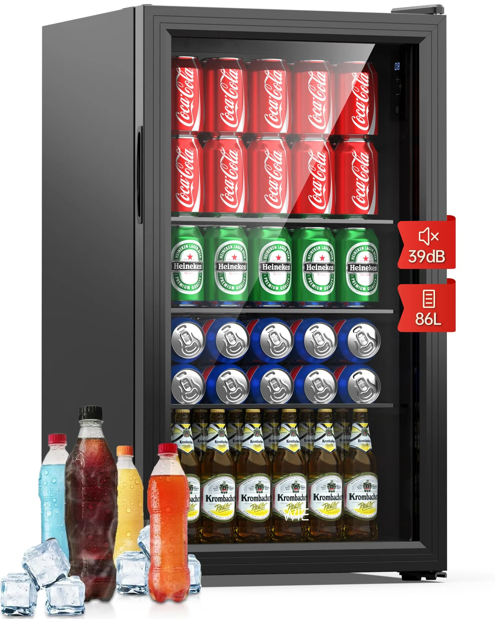 WIE Professional Mini Frigo per Bevande 86L con Porta in Vetro - immagine 1