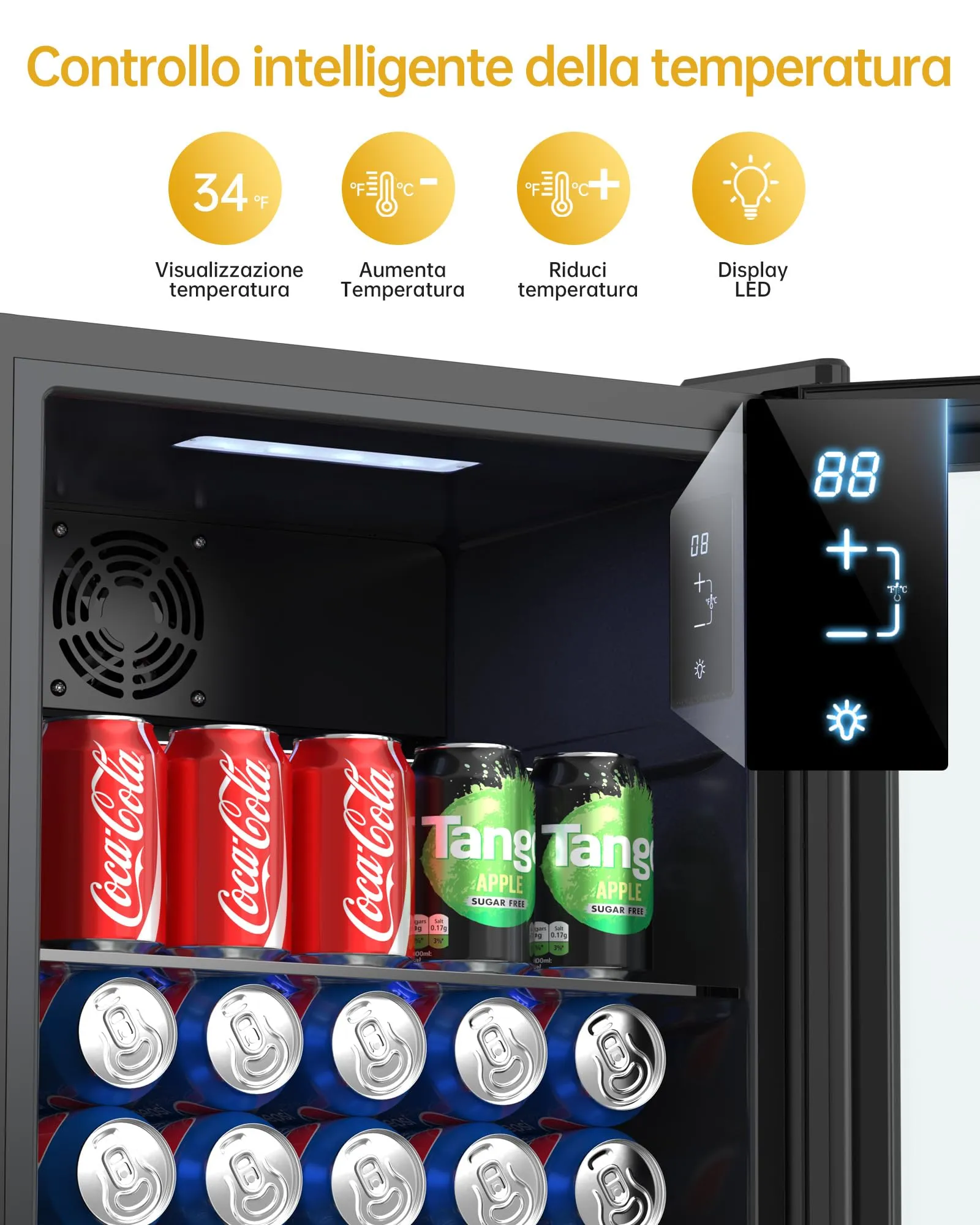 WIE Professional Mini Frigo per Bevande 86L con Porta in Vetro - immagine 5