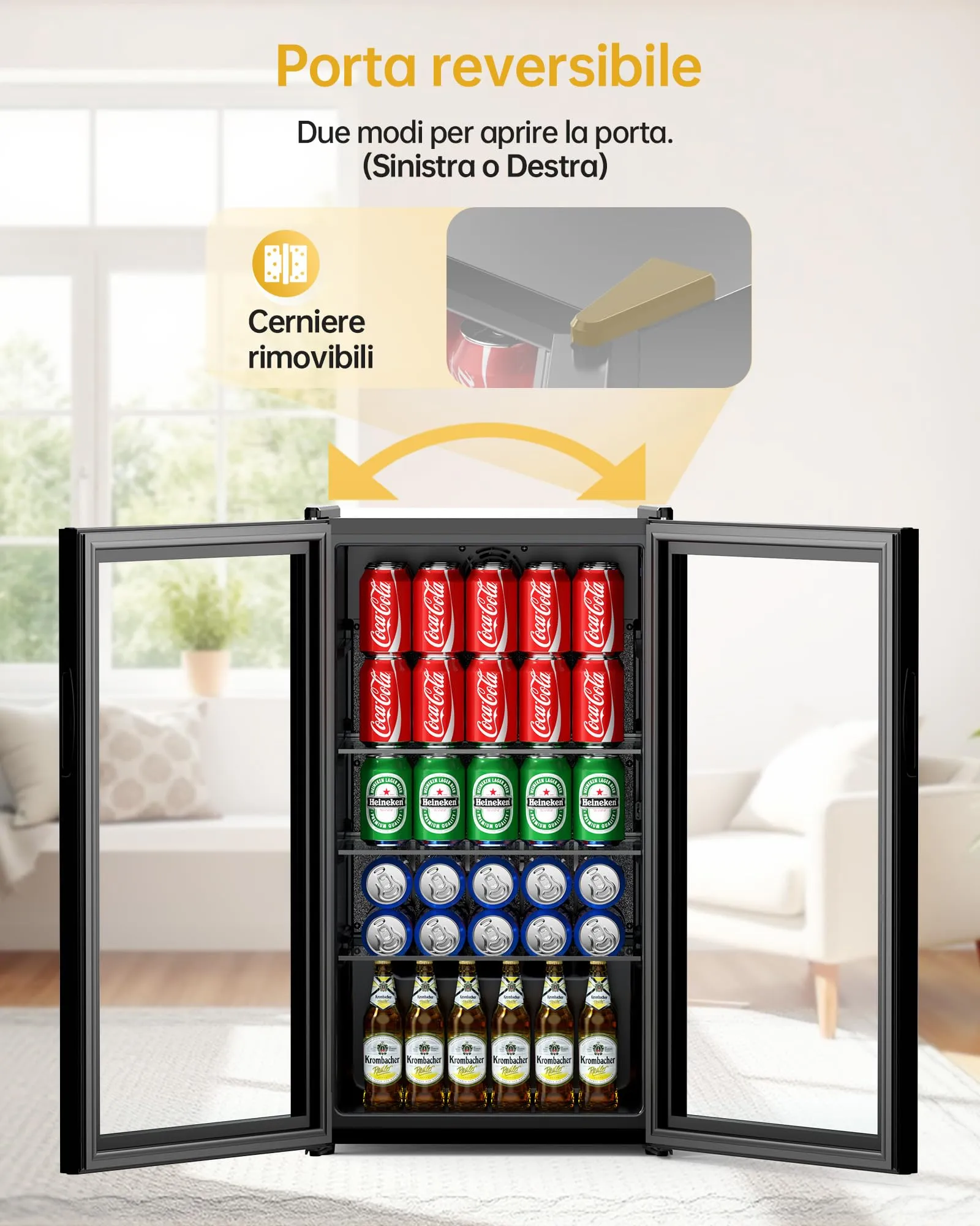 WIE Professional Mini Frigo per Bevande 86L con Porta in Vetro - immagine 7