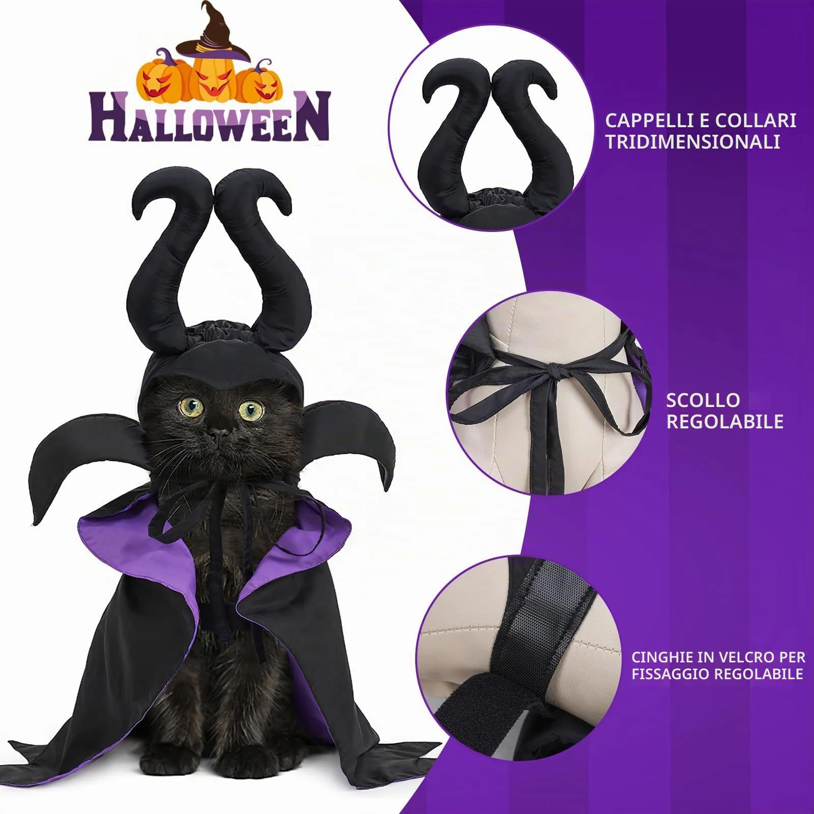 Vestiti Cosplay per Animali Domestici, Halloween Animali Domestici Costumi, Vestiti per per Cani Gatti - immagine 3