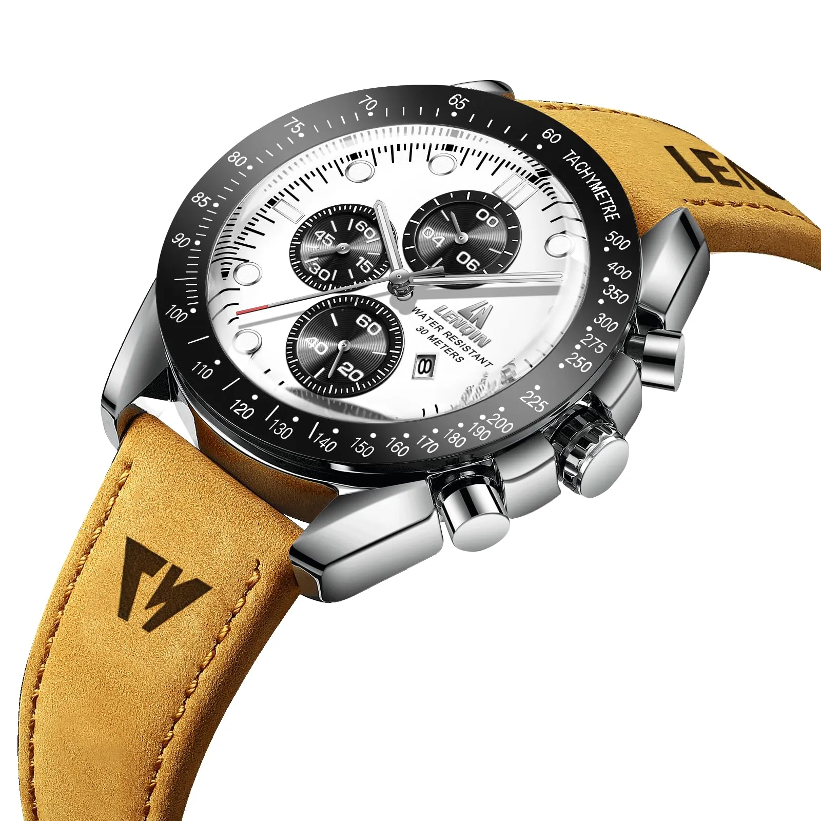 LN LENQIN Orologio Uomo Analogico al Quarzo con Cinturino in Pelle - immagine 3
