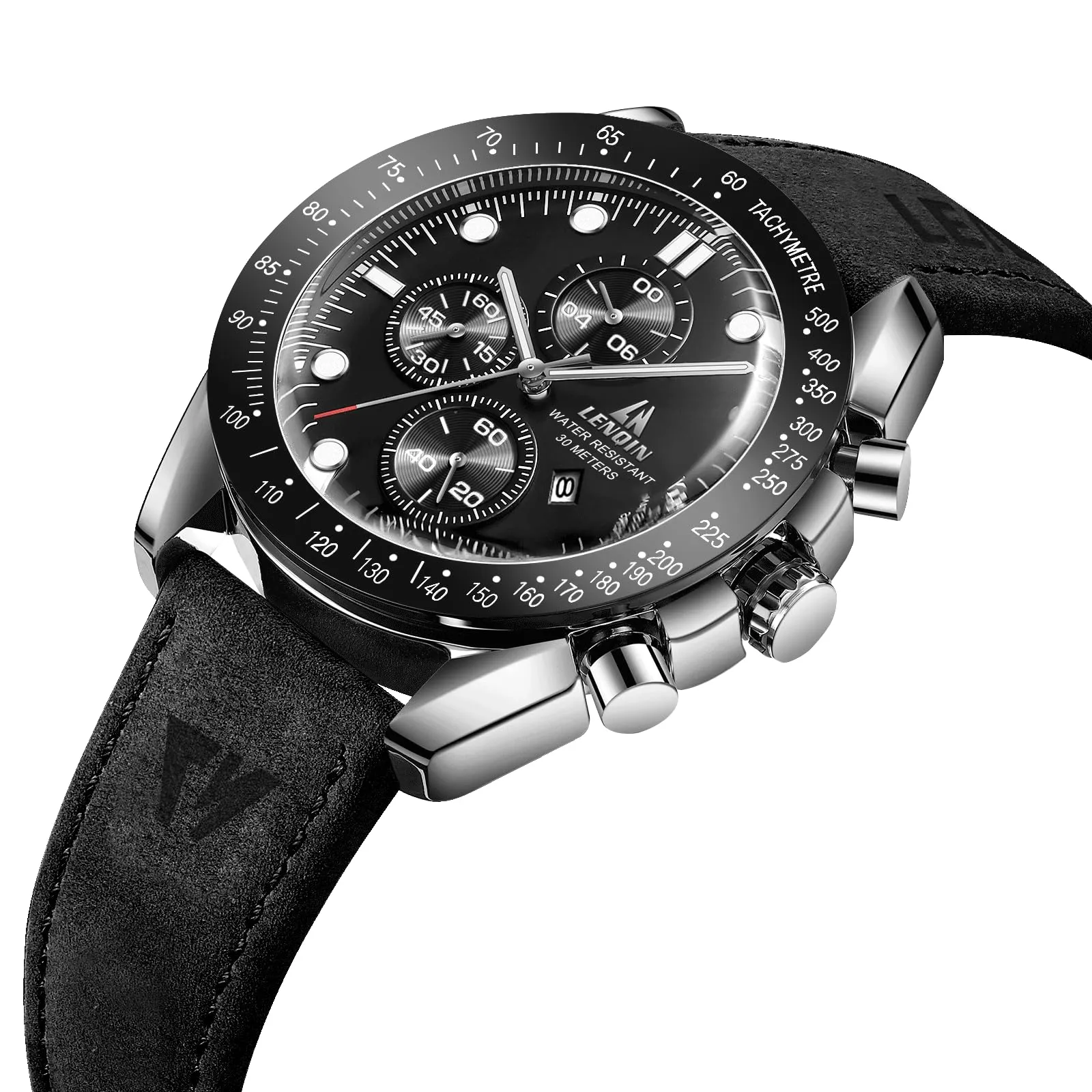 LN LENQIN Orologio Uomo Analogico al Quarzo con Cinturino in Pelle - immagine 3