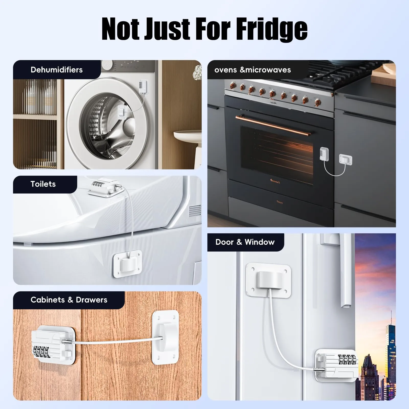 Lucchetto per Frigorifero con Combinazione, Chiusura Frigorifero Blocca Migliorata per Bambini Adulti, Blocca Porta Frigorifero per Frigo Armadi Porte Finestre Guardaroba，Bianco-1 pezzo - immagine 2