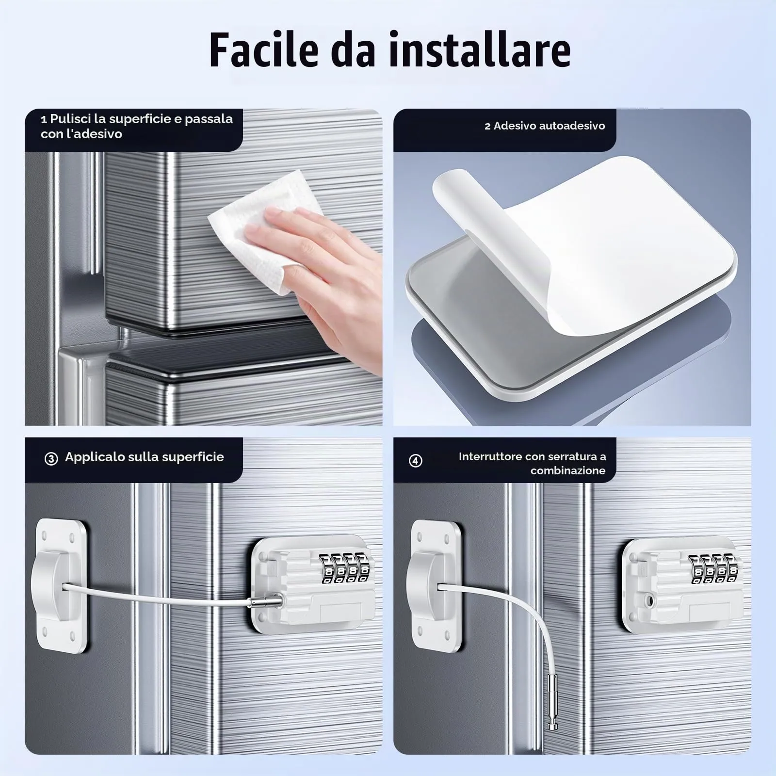 Lucchetto per Frigorifero con Combinazione, Chiusura Frigorifero Blocca Migliorata per Bambini Adulti, Blocca Porta Frigorifero per Frigo Armadi Porte Finestre Guardaroba，Bianco-1 pezzo - immagine 5