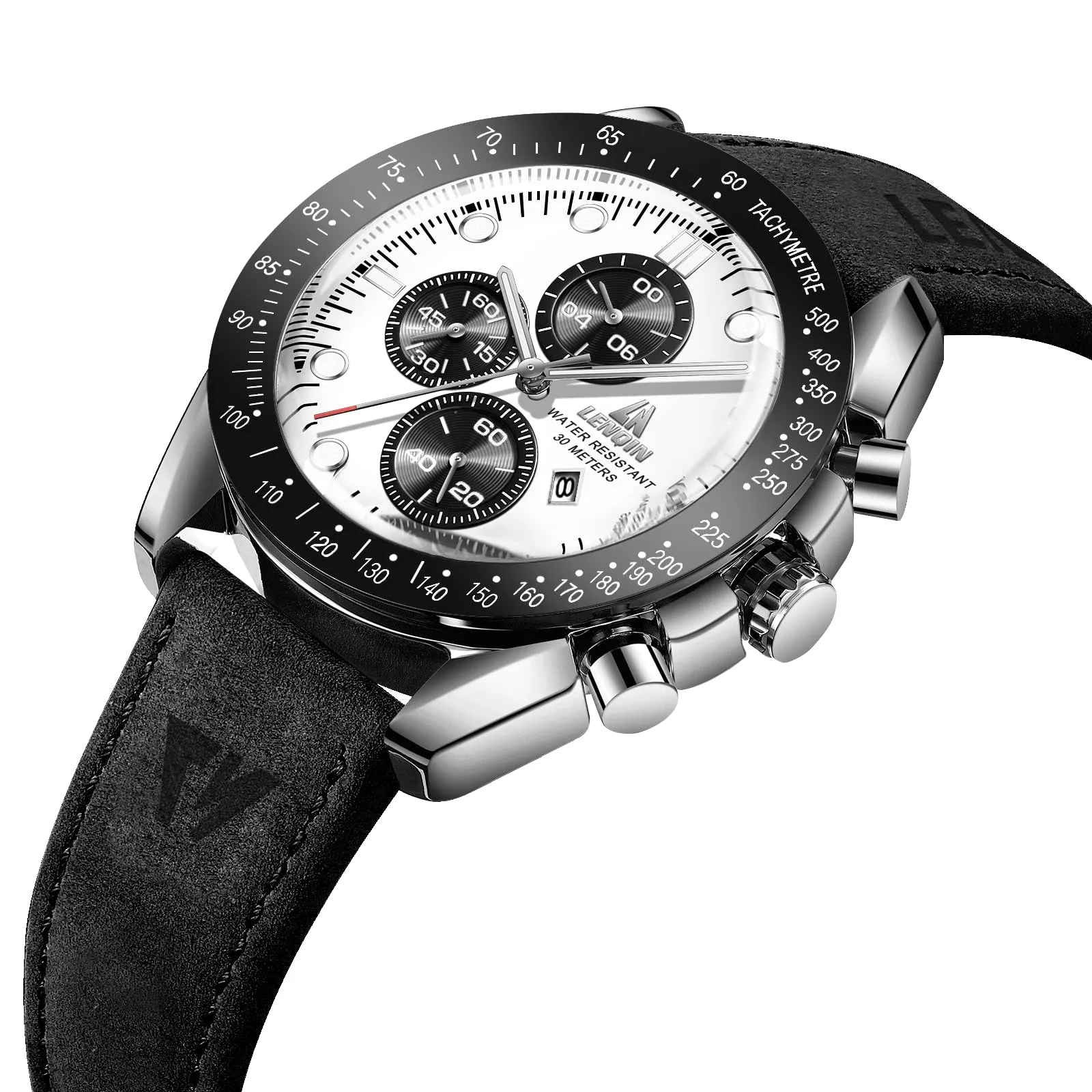 LN LENQIN Orologio Uomo Analogico al Quarzo con Cinturino in Pelle - immagine 3