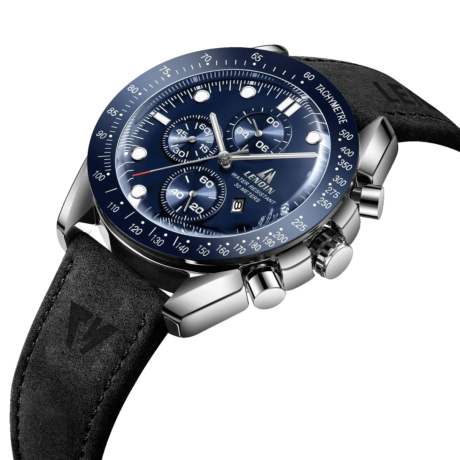 LN LENQIN Orologio Uomo Analogico al Quarzo con Cinturino in Pelle - immagine 3