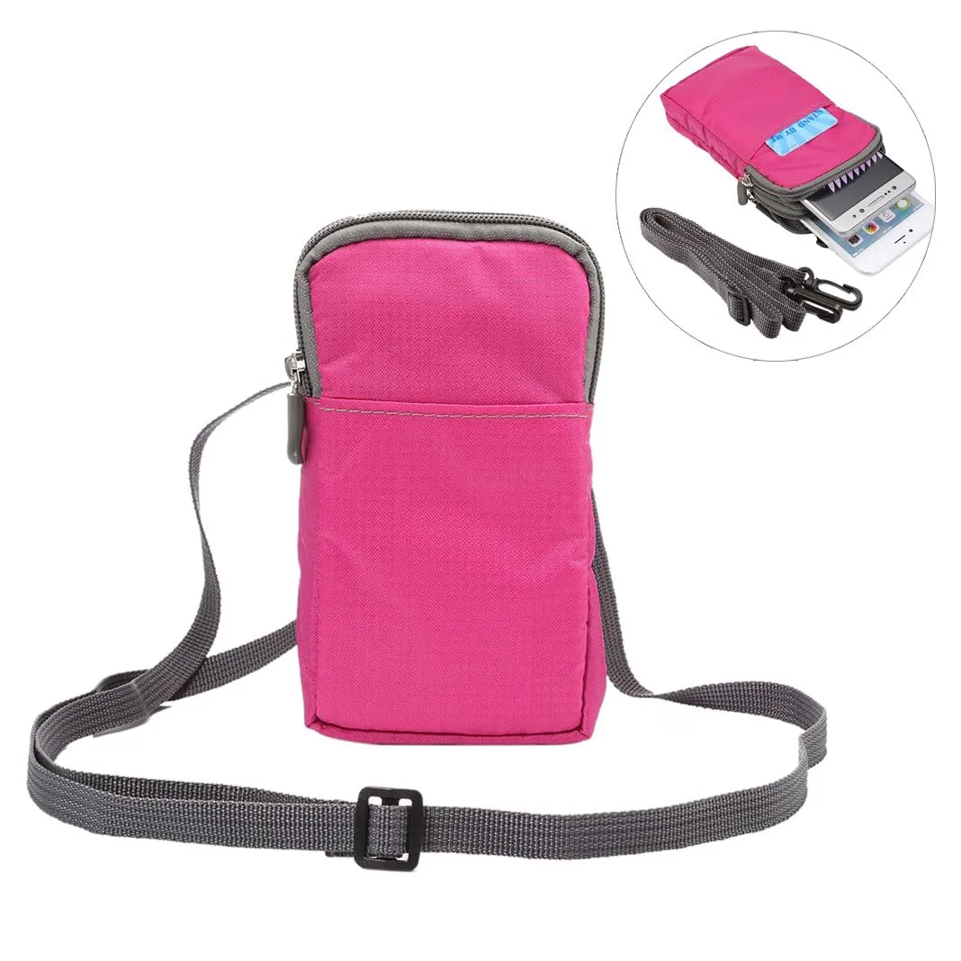Narunii Sacchetto da Cintura a Fascia Marsupio Uomo, Piccola Pochette, Casual, Borsa da Viaggio per Uomo, Custodia da Trasporto, Clip da Cintura, Tasca (15,2 cm, Rosso Rosa) - immagine 3