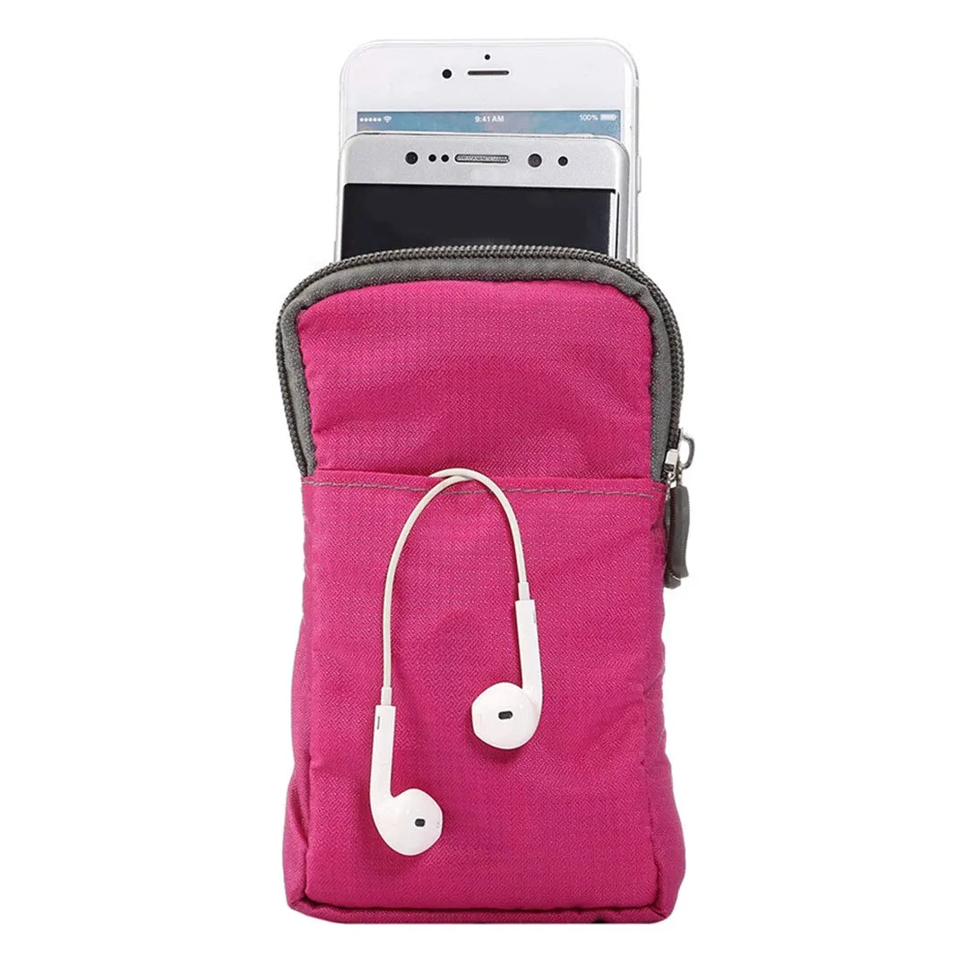 Narunii Sacchetto da Cintura a Fascia Marsupio Uomo, Piccola Pochette, Casual, Borsa da Viaggio per Uomo, Custodia da Trasporto, Clip da Cintura, Tasca (15,2 cm, Rosso Rosa) - immagine 4