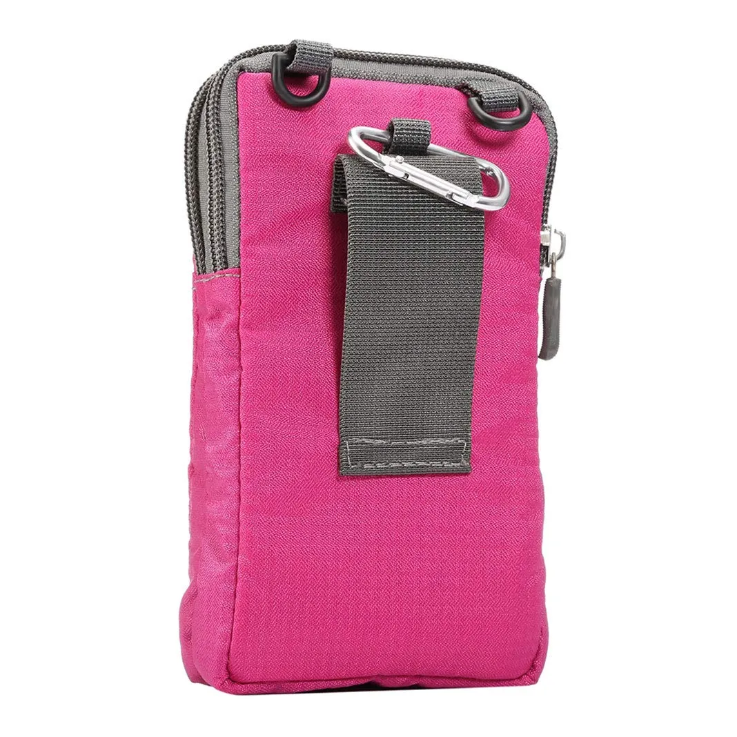 Narunii Sacchetto da Cintura a Fascia Marsupio Uomo, Piccola Pochette, Casual, Borsa da Viaggio per Uomo, Custodia da Trasporto, Clip da Cintura, Tasca (15,2 cm, Rosso Rosa) - immagine 6