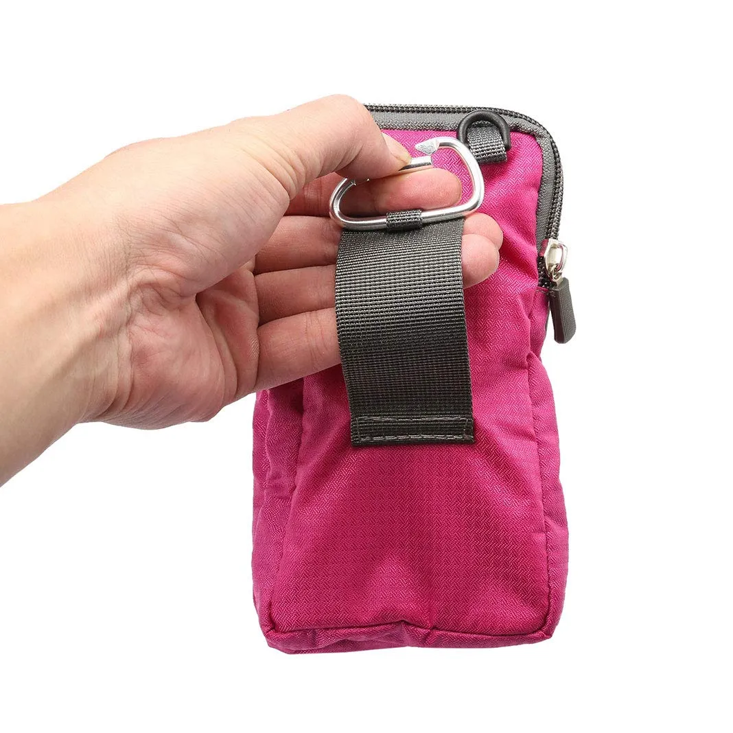 Narunii Sacchetto da Cintura a Fascia Marsupio Uomo, Piccola Pochette, Casual, Borsa da Viaggio per Uomo, Custodia da Trasporto, Clip da Cintura, Tasca (15,2 cm, Rosso Rosa) - immagine 7