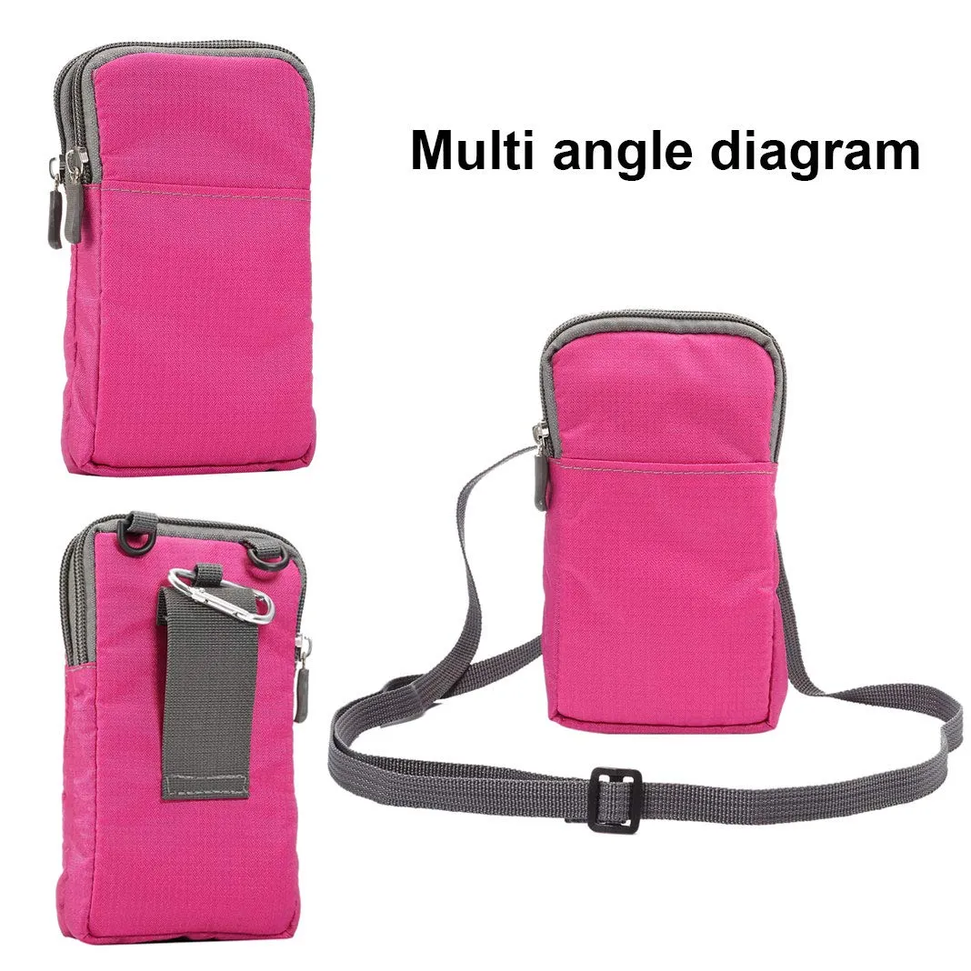 Narunii Sacchetto da Cintura a Fascia Marsupio Uomo, Piccola Pochette, Casual, Borsa da Viaggio per Uomo, Custodia da Trasporto, Clip da Cintura, Tasca (15,2 cm, Rosso Rosa) - immagine 9