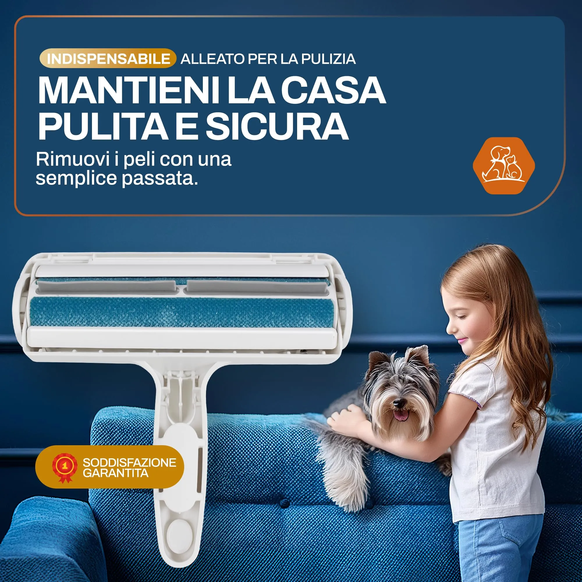 PORTENTUM Spazzola Togli Peli Animali, Spazzola per Gatti e Spazzola per cani, Peli Rimozione, Lint Rullo Riutilizzabile, Rimuovi la Pelliccia su aree fisse piace Cuccia, Divani, Tappeti - immagine 6