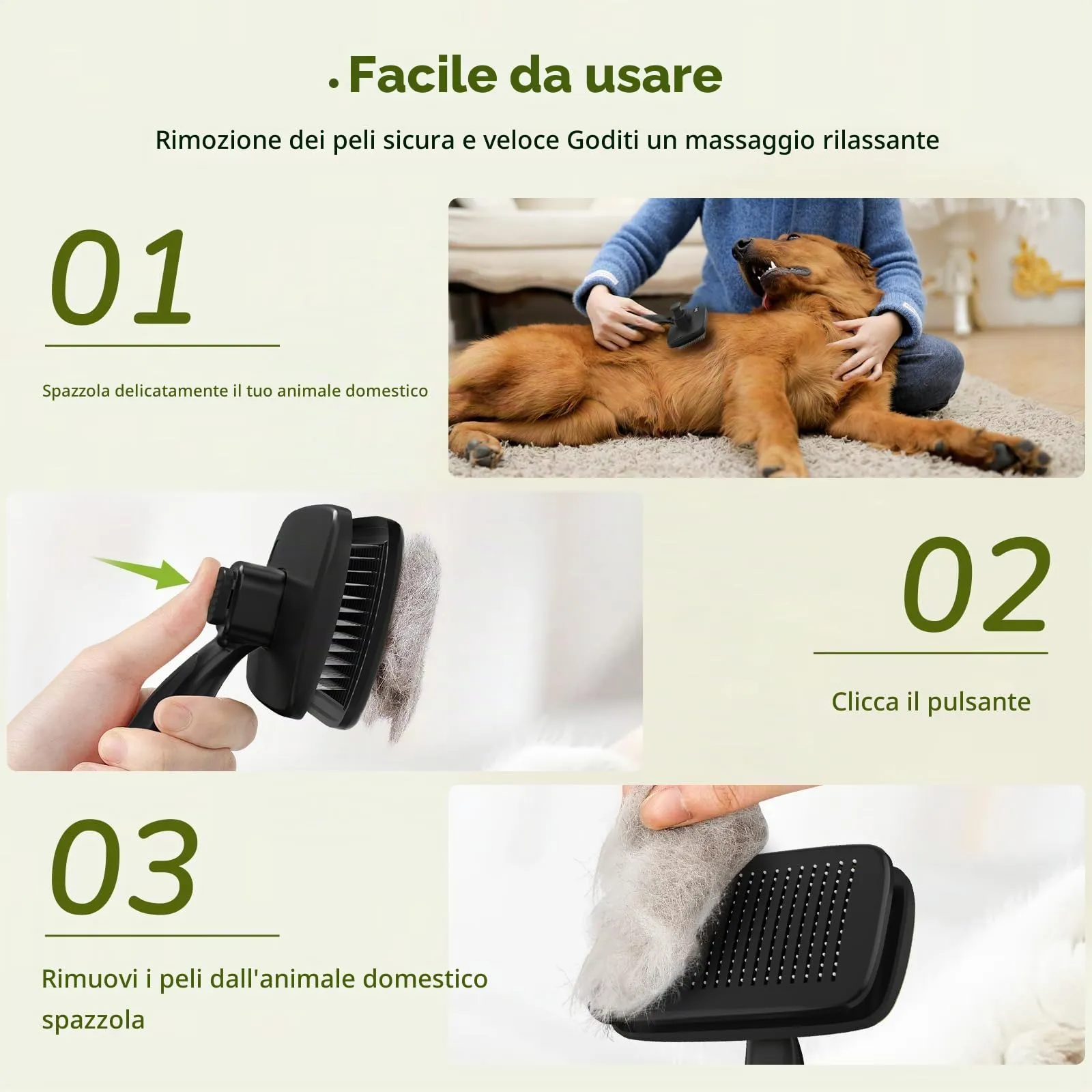 Pecute Spazzola Autopulente per Cani Gatti, Pettine Massaggiante - immagine 6