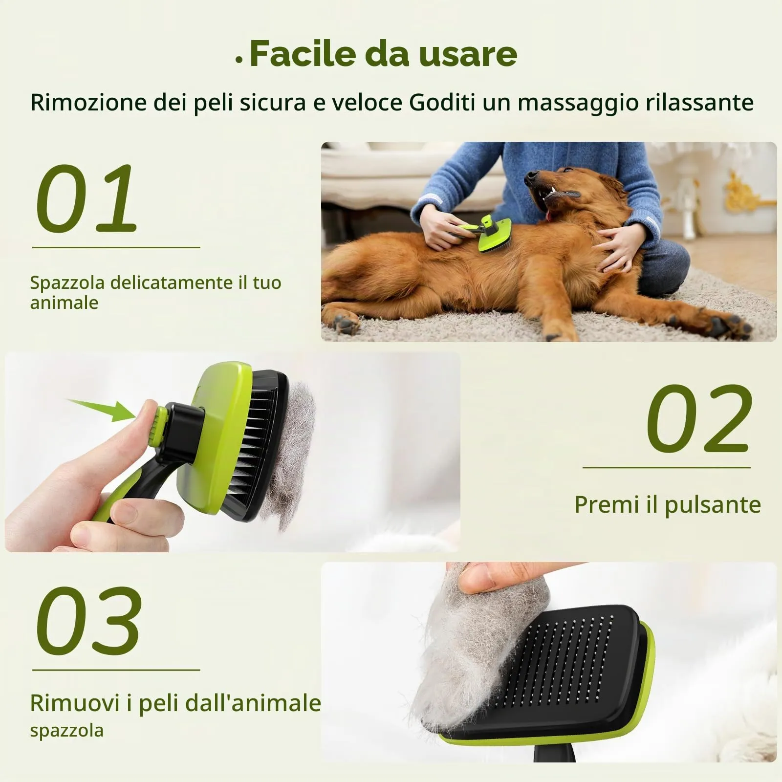 Pecute Spazzola Autopulente per Cani Gatti, Pettine Massaggiante - immagine 6