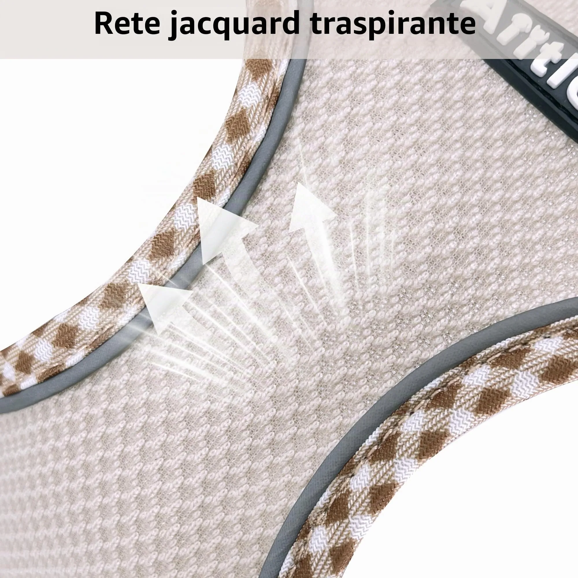 AIITLE Pettorina per cani anti-fuga, gilet anti-tiro con guinzaglio, strisce riflettenti, imbracature regolabili per animali domestici all'aperto per cani di taglia media, Marrone-Beige S - immagine 2