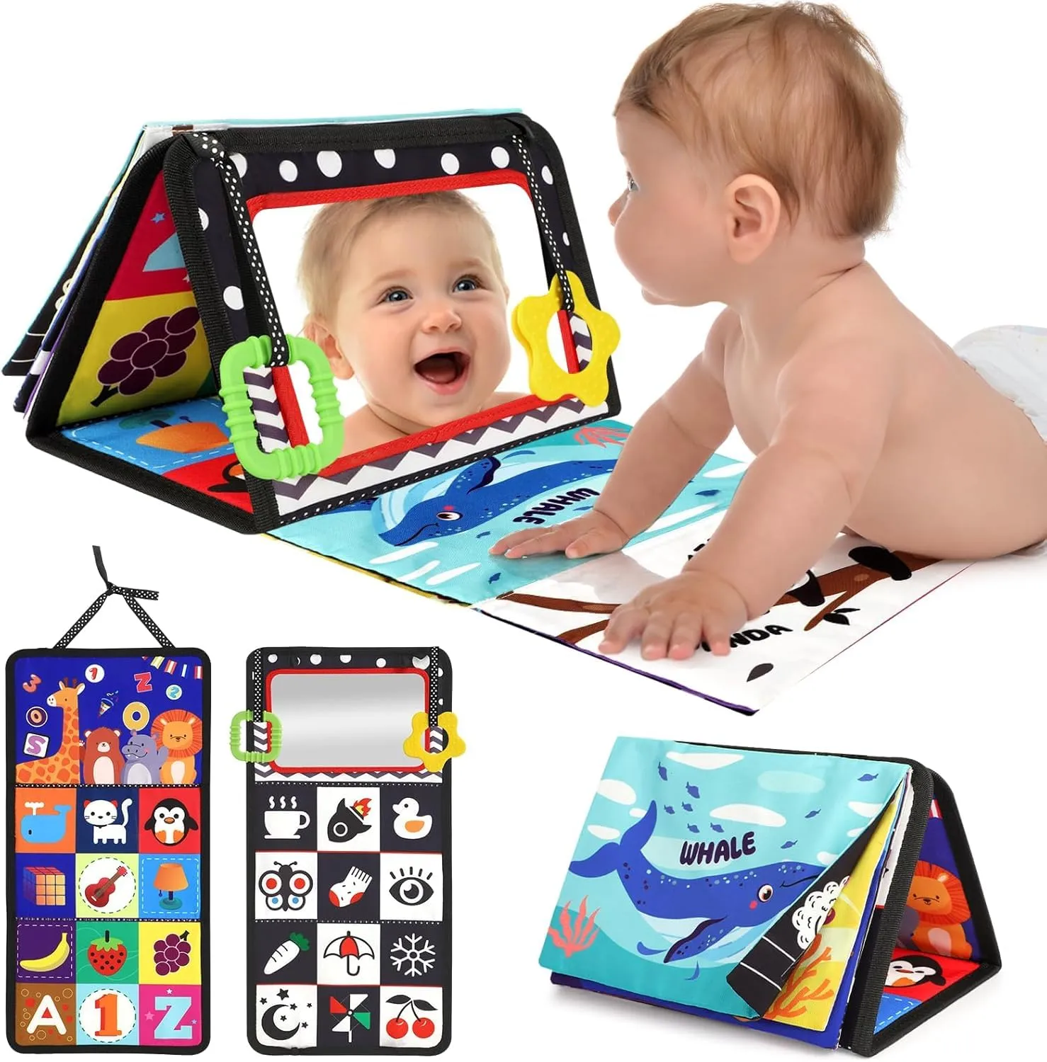 URMYWO Giochi Neonato 0-12 Mesi, Libro Sensoriale Neonati per Tummy Time - immagine 1