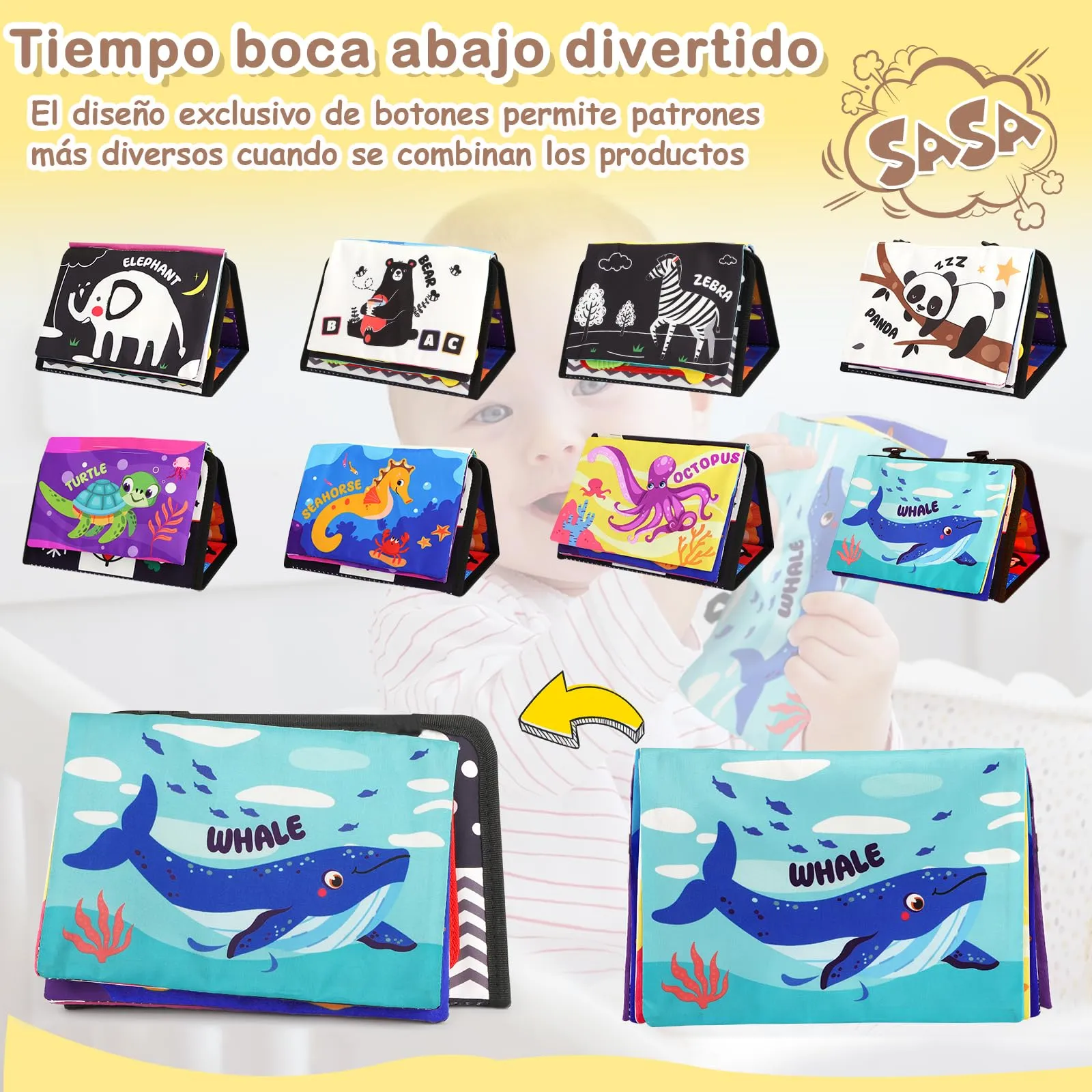 URMYWO Giochi Neonato 0-12 Mesi, Libro Sensoriale Neonati per Tummy Time - immagine 5