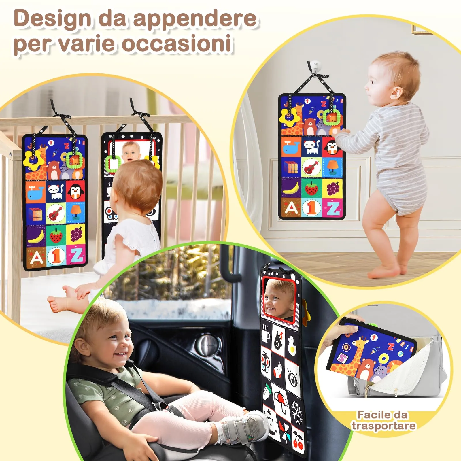 URMYWO Giochi Neonato 0-12 Mesi, Libro Sensoriale Neonati per Tummy Time - immagine 6
