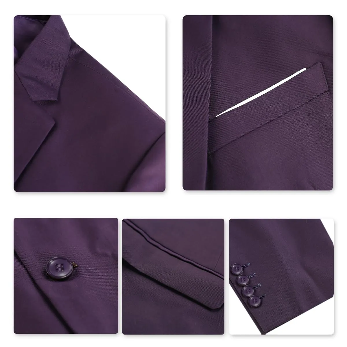 YOUTHUP Abito Uomo 3 Pezzi Slim Fit Blazer Panciotto Pantaloni - immagine 4