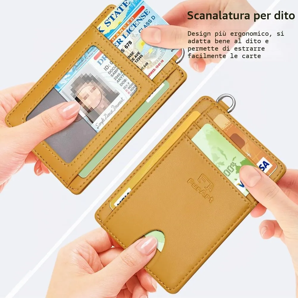FurArt Porta Carte di Credito, Protezione RFID Portafoglio porta tessere Sottile, Slim Porta Carte Credito Da Uomo e Donna - immagine 3