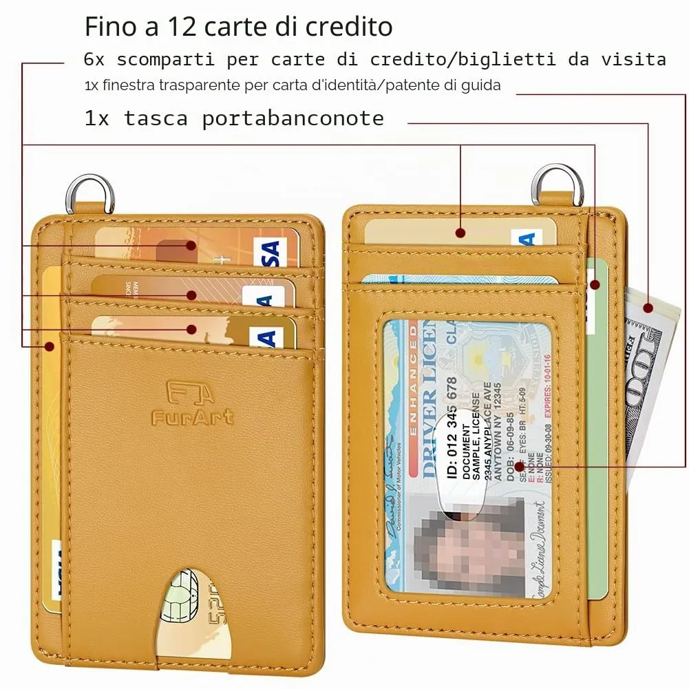 FurArt Porta Carte di Credito, Protezione RFID Portafoglio porta tessere Sottile, Slim Porta Carte Credito Da Uomo e Donna - immagine 6