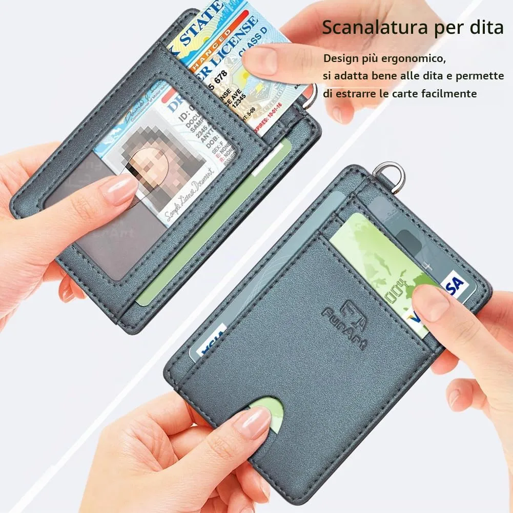 FurArt Porta Carte di Credito, Protezione RFID Portafoglio porta tessere Sottile, Slim Porta Carte Credito Da Uomo e Donna - immagine 3