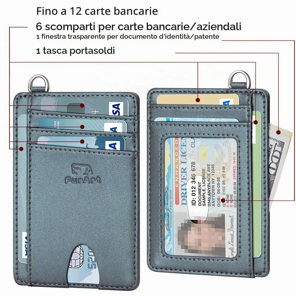 FurArt Porta Carte di Credito, Protezione RFID Portafoglio porta tessere Sottile, Slim Porta Carte Credito Da Uomo e Donna - immagine 6