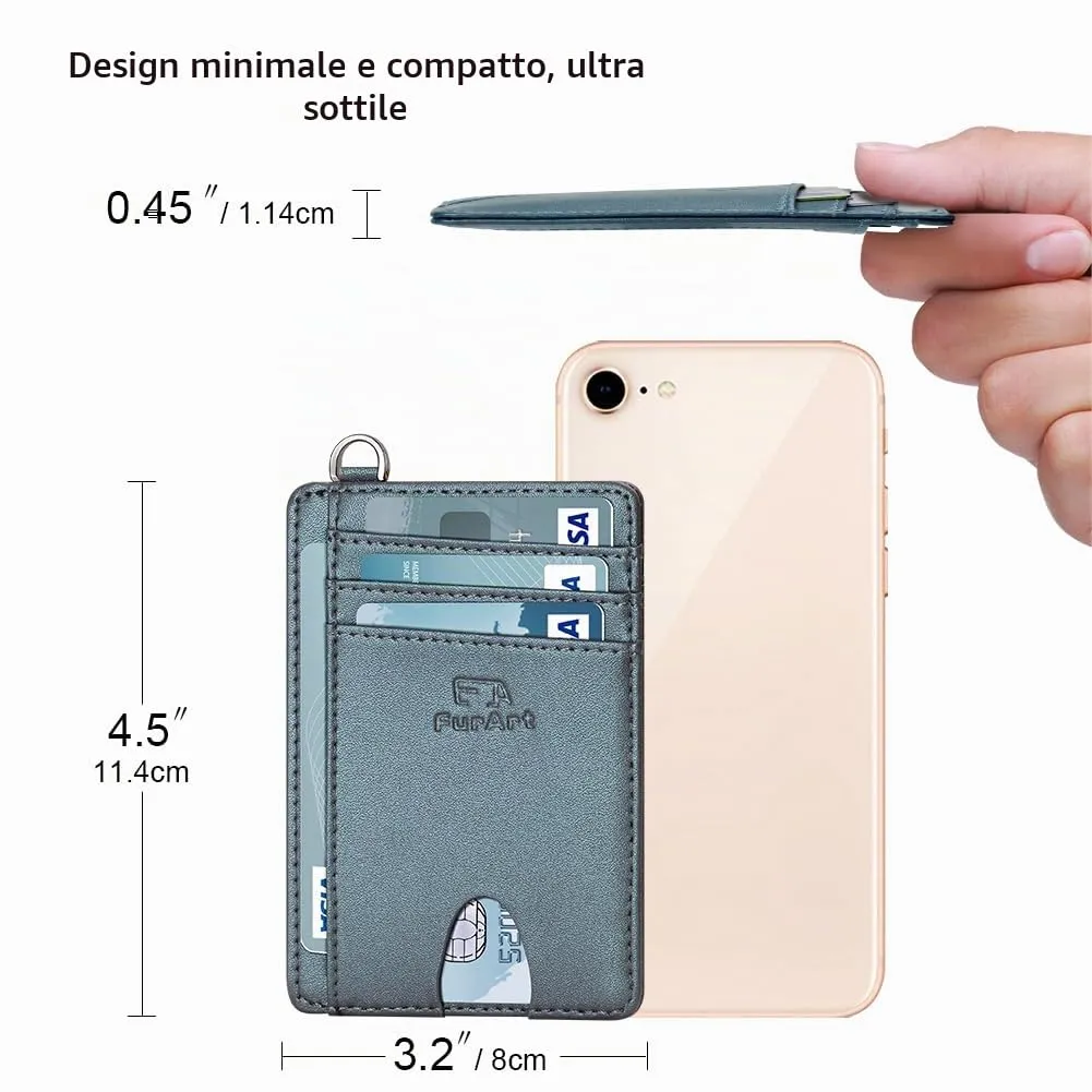 FurArt Porta Carte di Credito, Protezione RFID Portafoglio porta tessere Sottile, Slim Porta Carte Credito Da Uomo e Donna - immagine 7