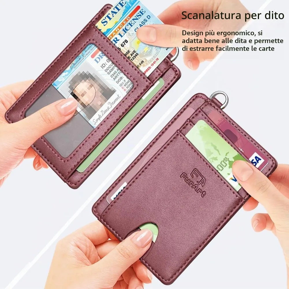 FurArt Porta Carte di Credito, Protezione RFID Portafoglio porta tessere Sottile, Slim Porta Carte Credito Da Uomo e Donna - immagine 3