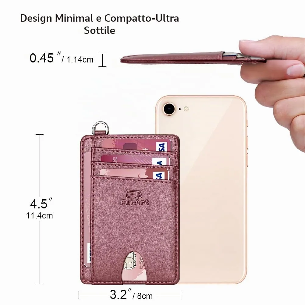 FurArt Porta Carte di Credito, Protezione RFID Portafoglio porta tessere Sottile, Slim Porta Carte Credito Da Uomo e Donna - immagine 7