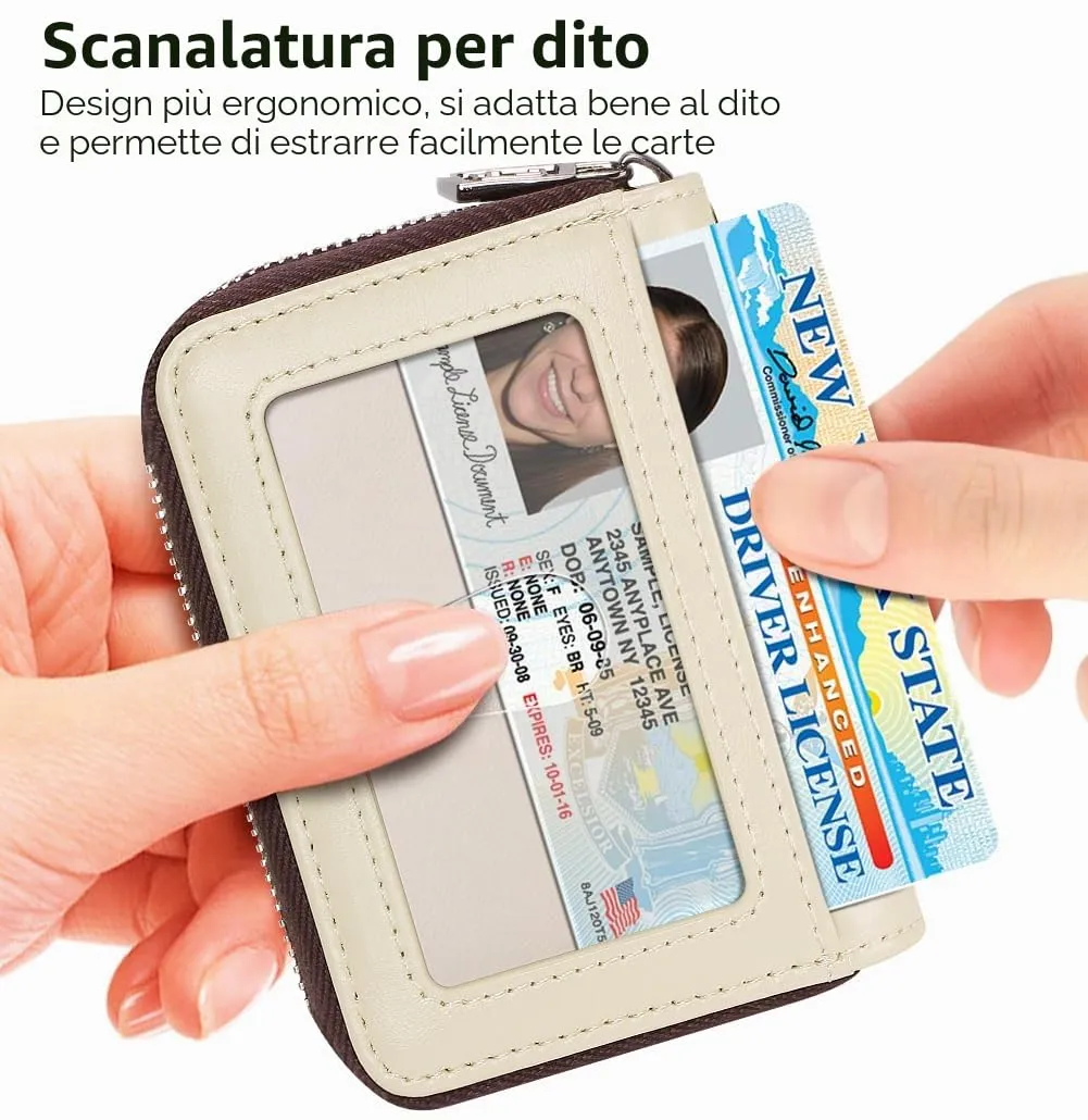 FurArt Porta Carte Credito, Cerniera Portafoglio Carta di Credito, Blocco RFID Porta Tessere per Donna e Uomo - immagine 2