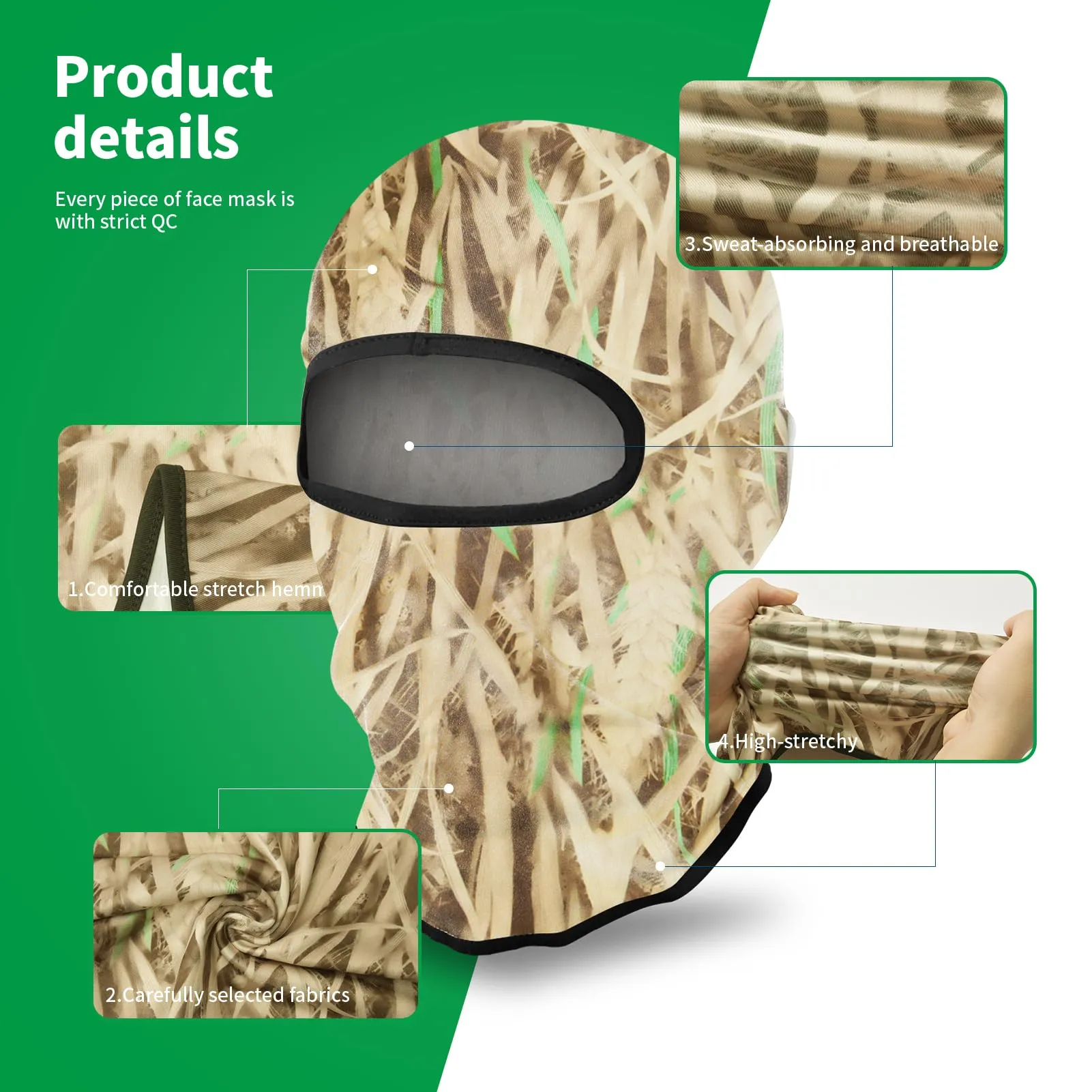 LONGKING Passamontagna Antivento Traspirante Camouflage Marrone Chiaro - immagine 3