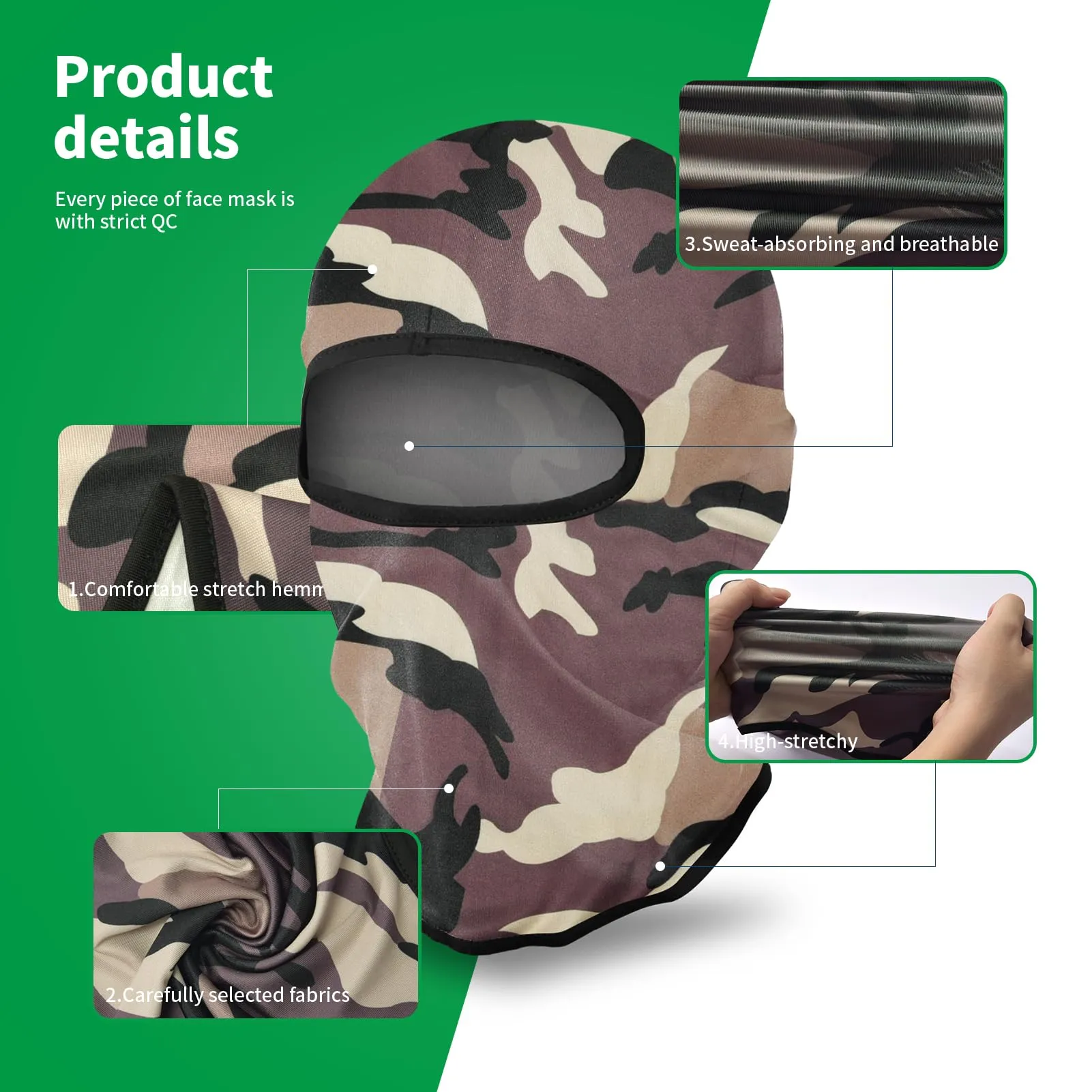 LONGKING Passamontagna Antivento Traspirante Camouflage Classico - immagine 3