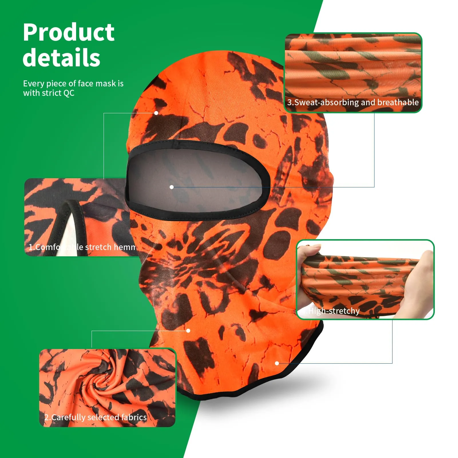 LONGKING Passamontagna Antivento Traspirante Camouflage Arancione - immagine 3
