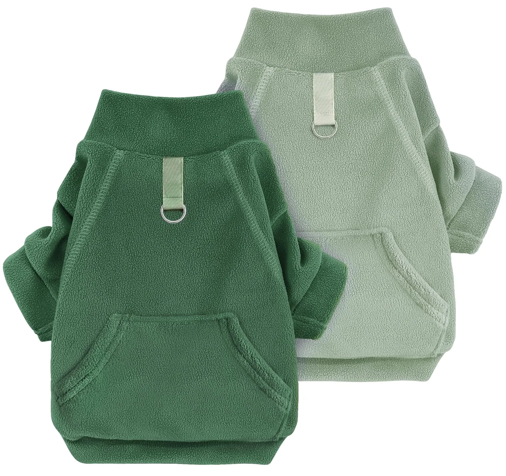 Mosucoirl Cane Con Cappuccio Cani Cappotti Caldi Cotone Felpe Abbigliamento per cani con Tasca Cucciolo Pullover Cane Jumpsuit per Cani (Verde leggero&Verde, XS) - immagine 1