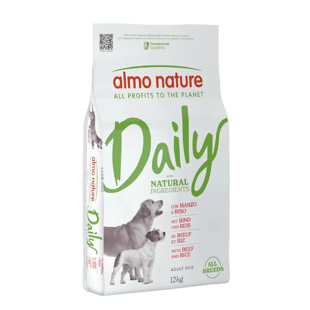 Almo Nature Daily - Crocchette per Cani Adulti - Gusto Manzo e Riso - Cibo Secco Completo e Bilanciato - Sacco da 12 kg - immagine 1