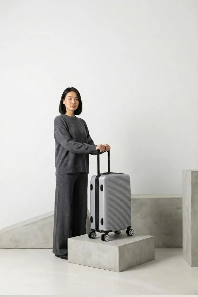 CELIMS - Valigia Grande 23 kg Rigida Leggera | Valigia da Stiva 75cm Donna | Lucchetto Integrato | ABS | Trolley Grande 75cm con 4 Ruote | Grigio - immagine 4
