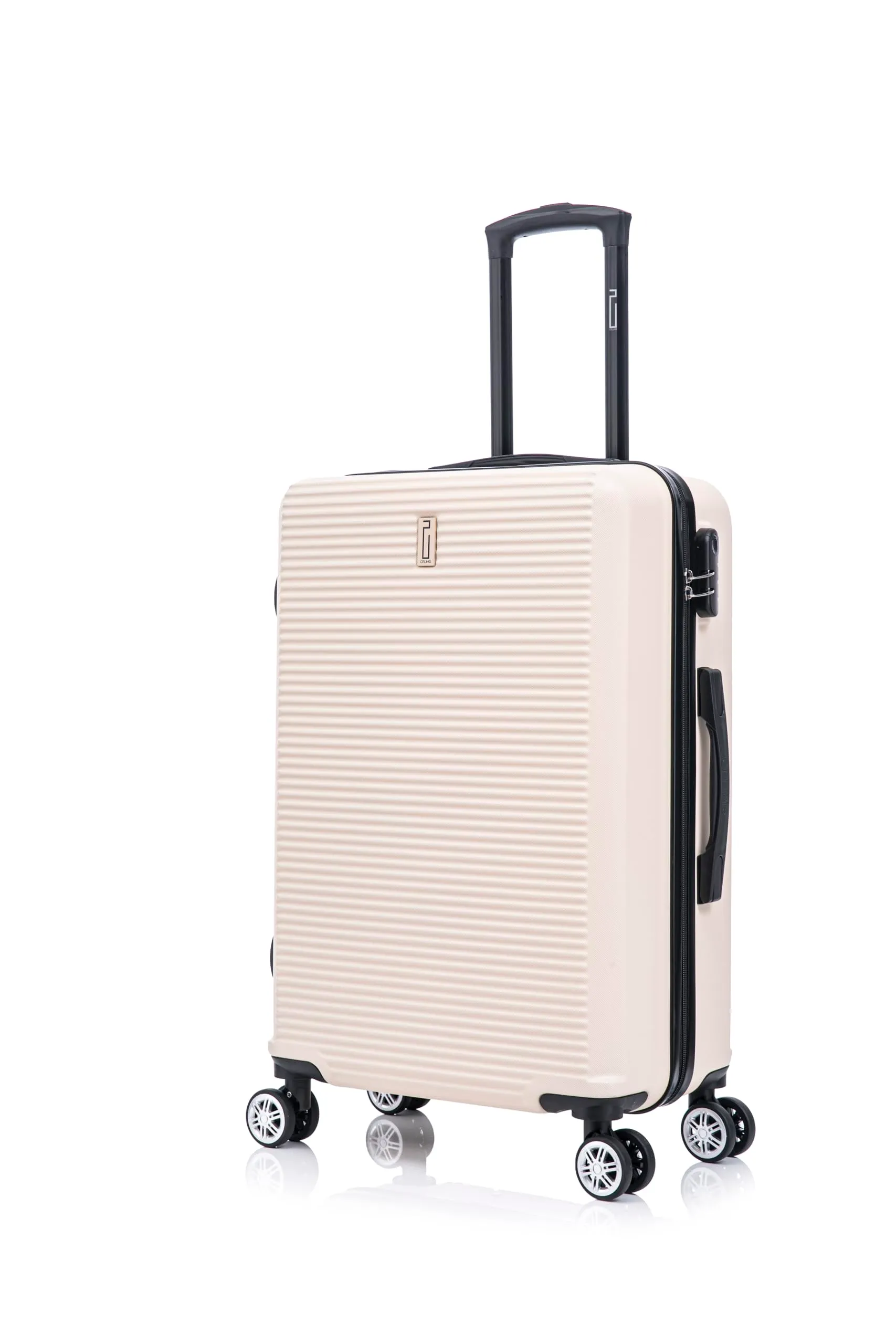 CELIMS - Valigia Media 20 kg Rigida Leggera | Valigia da Stiva 65cm Donna | Lucchetto Integrato | ABS | Trolley Medio 65cm con 4 Ruote | Beige - immagine 5