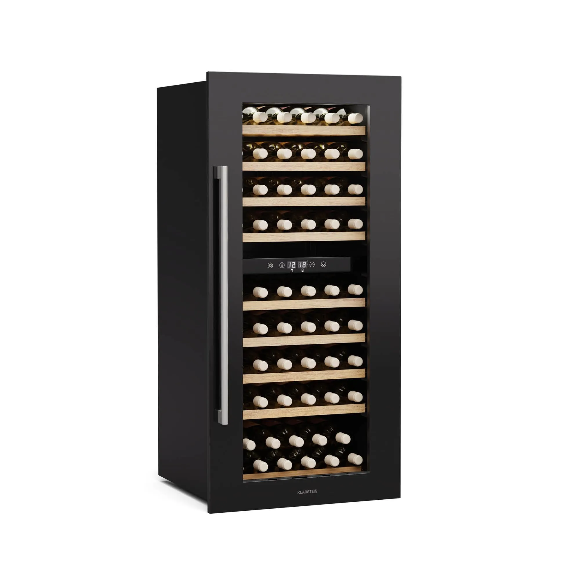 KLARSTEIN Vinsider Duo Cantinetta Vino - 79 Bottiglie, Doppia Temperatura 5-22°C, Touch Control, LED, UV, Incasso, Nero - immagine 1