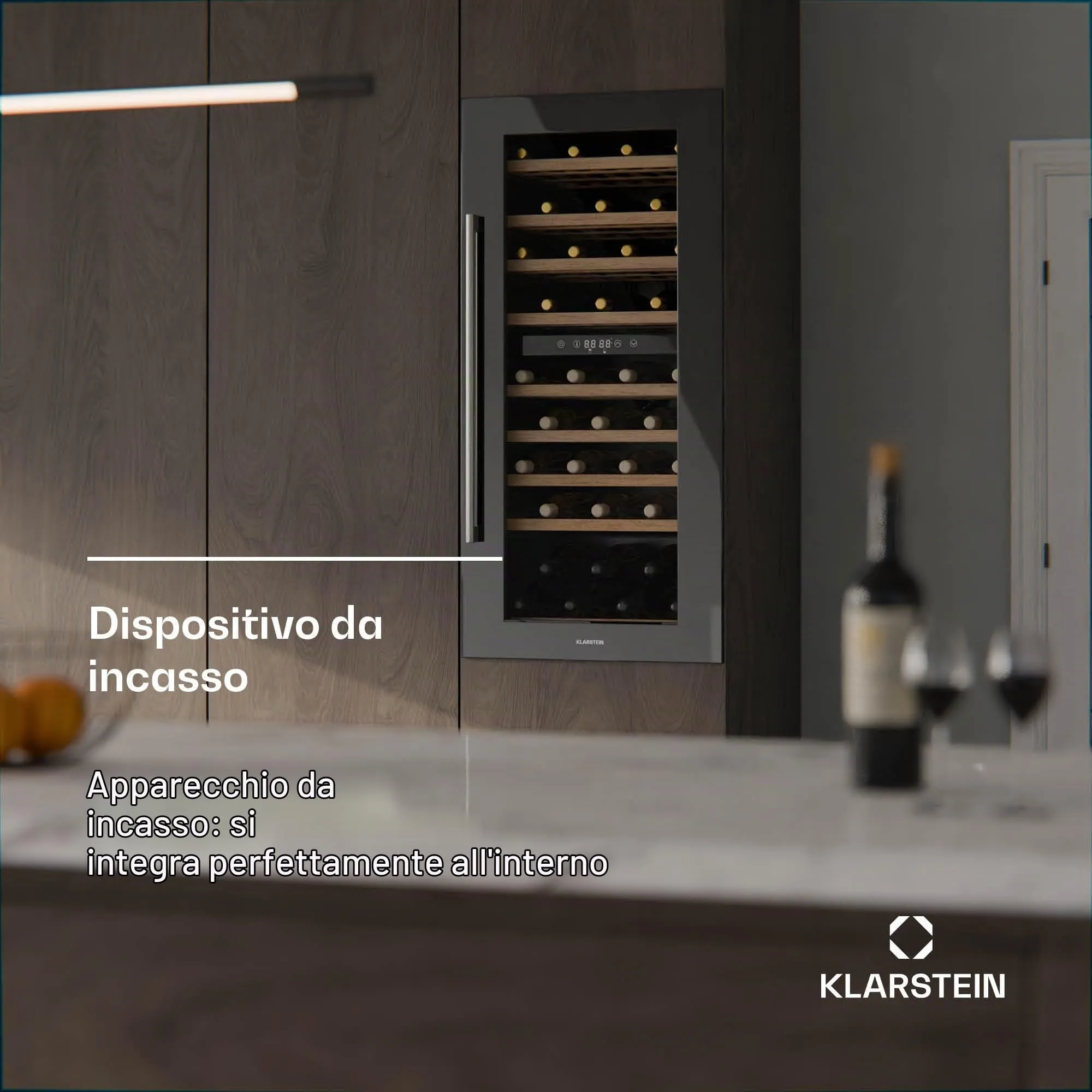 KLARSTEIN Vinsider Duo Cantinetta Vino - 79 Bottiglie, Doppia Temperatura 5-22°C, Touch Control, LED, UV, Incasso, Nero - immagine 3