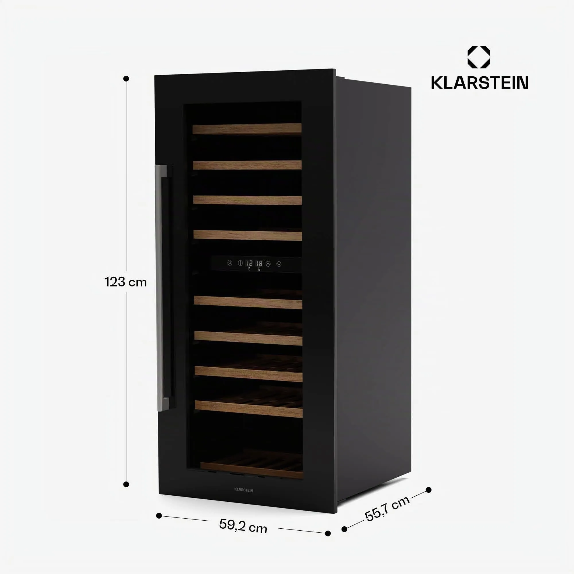 KLARSTEIN Vinsider Duo Cantinetta Vino - 79 Bottiglie, Doppia Temperatura 5-22°C, Touch Control, LED, UV, Incasso, Nero - immagine 7