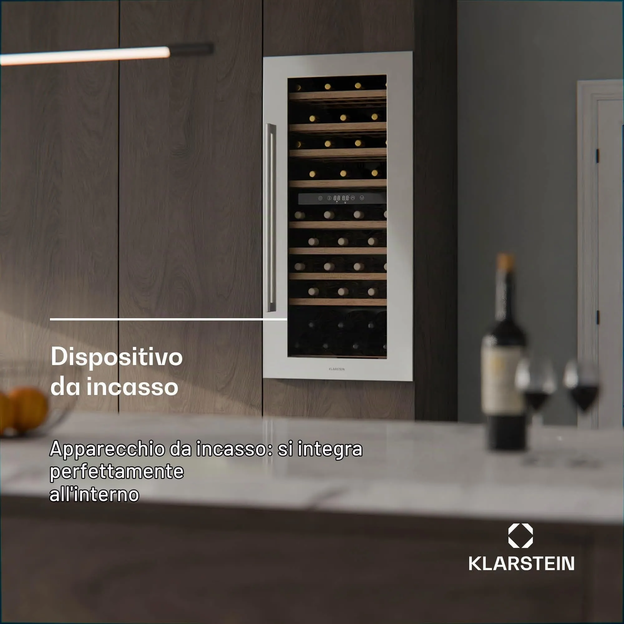 KLARSTEIN Vinsider Duo Cantinetta Vino - 79 Bottiglie, Doppia Temperatura 5-22°C, Touch Control, LED, UV, Incasso, Nero - immagine 3