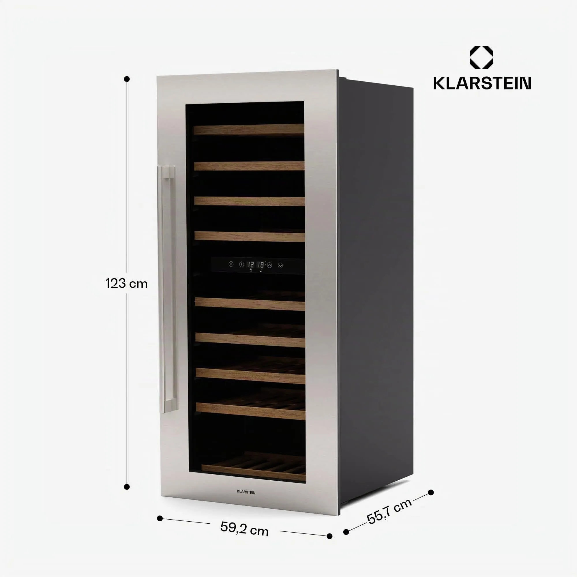 KLARSTEIN Vinsider Duo Cantinetta Vino - 79 Bottiglie, Doppia Temperatura 5-22°C, Touch Control, LED, UV, Incasso, Nero - immagine 7